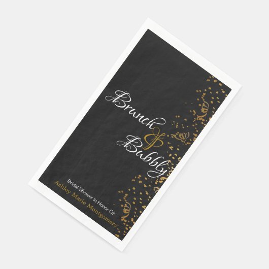 Serviette En Papier Elégant Brunch Bubbly Fête des mariées Gold Confet (Coin)