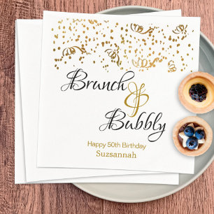 Serviette En Papier Elégant Brunch Bubbly Gold Confetti Custom Party