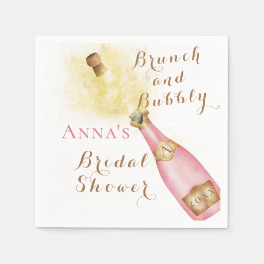 Serviette En Papier Elégant Brunch et Fête des mariées Bubbly (Devant)