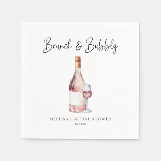 Serviette En Papier Elégant Brunch & Fête des mariées Bubbly (Devant)