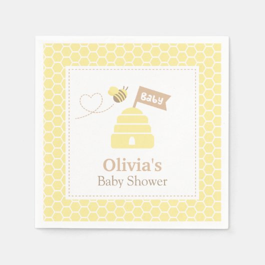 Serviette En Papier Élégant Bumble Bee Baby shower Fournitures (Devant)