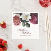 Serviette En Papier Élégant Burgundy Blush Floral Mariage (En situation)
