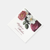 Serviette En Papier Élégant Burgundy Blush Floral Mariage (Coin)