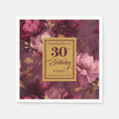 Serviette En Papier Elégant Burgundy Blush Gold Boho 30e anniversaire (Devant)