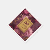 Serviette En Papier Elégant Burgundy Blush Gold Boho 30e anniversaire (Coin)