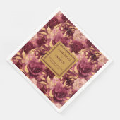Serviette En Papier Élégant Burgundy Blush Gold Mariage serviettes (Coin)