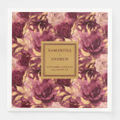 Serviette En Papier Élégant Burgundy Blush Gold Mariage serviettes (Devant)