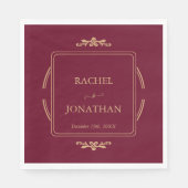 Serviette En Papier Elégant Burgundy Gold Formal Mariage Papier Napkin (Devant)