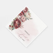 Serviette En Papier Élégant Burgundy Moderne Blush Floral Sweet 16 (Coin)