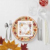 Serviette En Papier Elégant cadre floral automne Friendsgiving Dîner