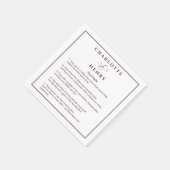 Serviette En Papier Élégant cadre Fun Faits Violet & Blanc Mariage (Coin)