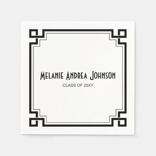 Serviette En Papier Elégant cadre noir Artdeco Graduation Napkin (Devant)
