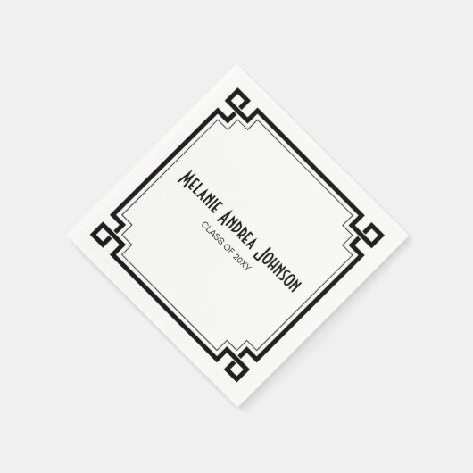 Serviette En Papier Elégant cadre noir Artdeco Graduation Napkin (Coin)