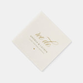 Serviette En Papier Élégant Calligraphie crème Mariage or (Coin)