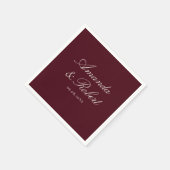 Serviette En Papier Elegant Calligraphy Burgundy Wedding (Coin)