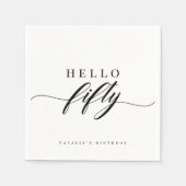 Serviette En Papier Elegant Calligraphy Hello 50 Birthday Personalized (Devant)