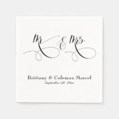 Serviette En Papier Elegant Calligraphy Mr & Mrs Wedding Napkins (Devant)
