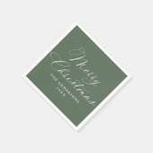 Serviette En Papier Elegant Calligraphy Sage Green Merry Christmas (Coin)