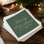 Serviette En Papier Elegant Calligraphy Sage Green Merry Christmas
