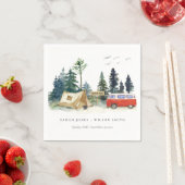 Serviette En Papier Élégant Camping Aquarelle Pine Mariage (En situation)