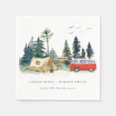 Serviette En Papier Élégant Camping Aquarelle Pine Mariage (Devant)