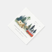 Serviette En Papier Élégant Camping Aquarelle Pine Mariage (Coin)