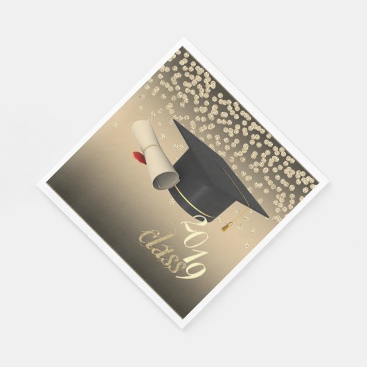 Serviette En Papier Élégant capuchon de graduation, Gold Diamonds Clas (Coin)