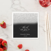 Serviette En Papier Elégant Carte de remerciements noir Bokeh Argent (En situation)
