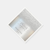 Serviette En Papier Élégant Carte de remerciements Silver Bokeh (Coin)