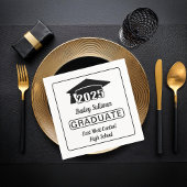 Serviette En Papier Élégant Casquette Grad 2025 Graduate Noir | BLANCH