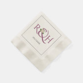 Serviette En Papier Élégant cassis violet initiales, ampersan et maria (Coin)