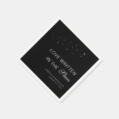 Serviette En Papier Élégant céleste Script minimal Mariage noir (Coin)