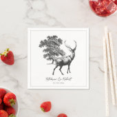 Serviette En Papier Elégant Cerf blanc noir rustique en bois (En situation)