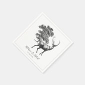 Serviette En Papier Elégant Cerf blanc noir rustique en bois (Coin)