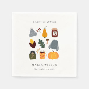 Serviette En Papier Élégant Chaleureux Baby shower d'automne essentiel