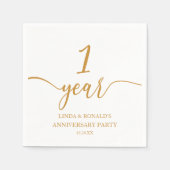 Serviette En Papier Elégant Champagne 1er anniversaire Mariage (Devant)