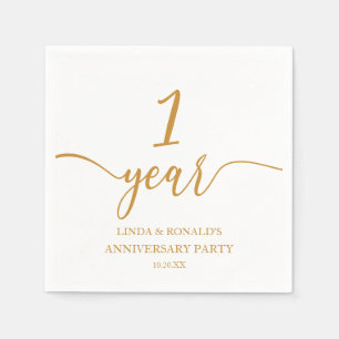 Serviette En Papier Elégant Champagne 1er anniversaire Mariage