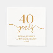 Serviette En Papier Élégant Champagne 40e anniversaire de Mariage (Devant)