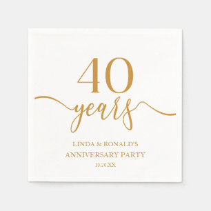 Serviette En Papier Élégant Champagne 40e anniversaire de Mariage