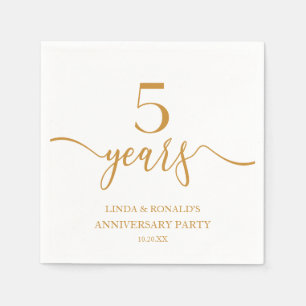 Serviette En Papier Élégant Champagne 5e anniversaire Mariage