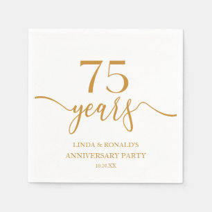 Serviette En Papier Élégant Champagne 75e anniversaire de Mariage