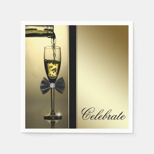 Serviette En Papier Elégant Champagne d'or (Devant)