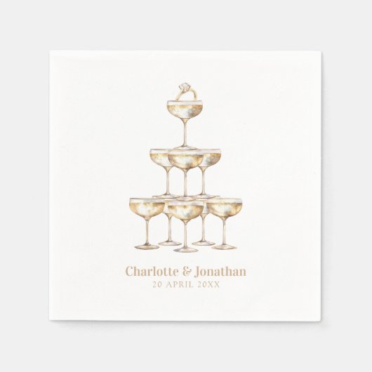 Serviette En Papier Elégant Champagne élégant Retro (Devant)