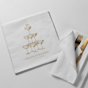 Serviette En Papier Elégant Champagne élégant Retro