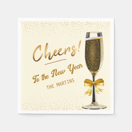 Serviette En Papier Elegant Champagne New Year's Eve (Devant)