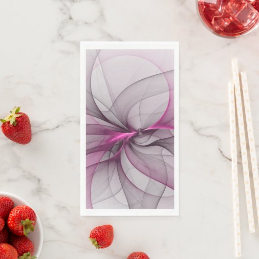 Serviette En Papier Elégant Chaos Moderne Abstrait rose Fractal Art (En situation)