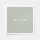 Serviette En Papier Élégant Charme Sage Green Monogram Mariage (Devant)