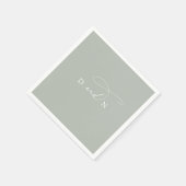 Serviette En Papier Élégant Charme Sage Green Monogram Mariage (Coin)