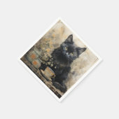 Serviette En Papier Élégant chat noir (Coin)