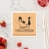 Serviette En Papier Élégant chat noir, Joyeux Halloween (En situation)